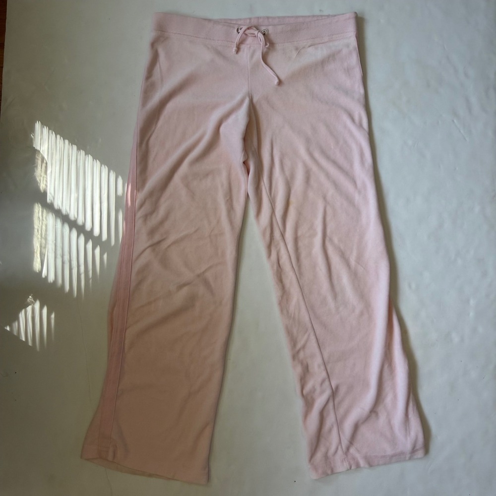 Mossimo Y2K Baby Pink Velour Wide Leg Track Pants Low Rise Mcbling Tuscan mom